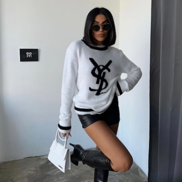 Fashion Jacquard Knit Sweater Top