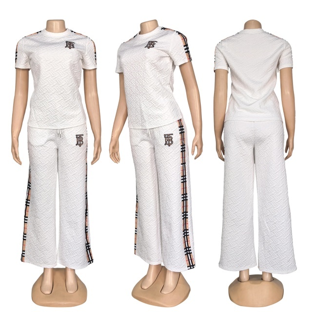 Fashion Jacquard Plaid Short Sleeve Tracksuit Set
