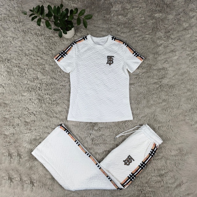 Fashion Jacquard Plaid Short Sleeve Tracksuit Set