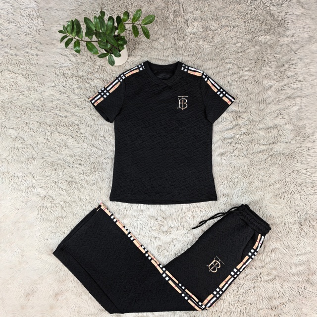 Fashion Jacquard Plaid Short Sleeve Tracksuit Set