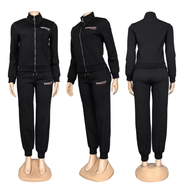 Fashion Jacquard Zipper Casual Tracksuit Set