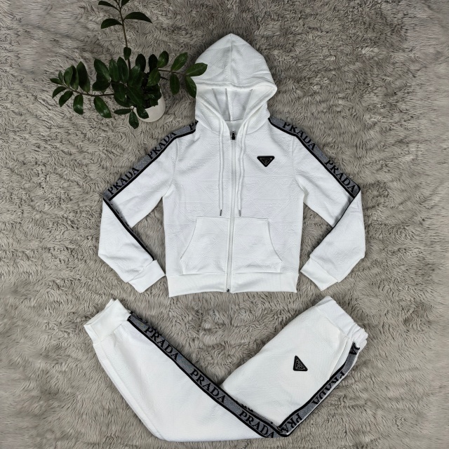 Fashion Jacquard Zipper Hooded Women Tracksuit