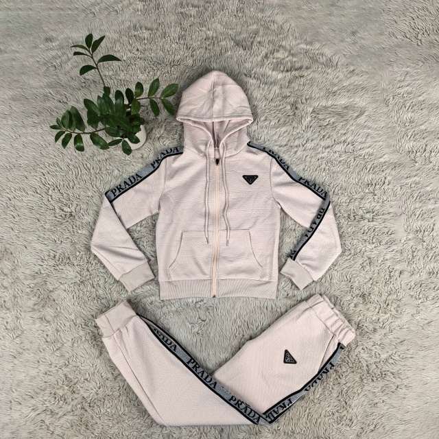 Fashion Jacquard Zipper Hooded Women Tracksuit