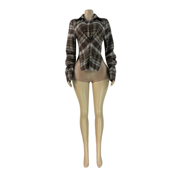 Plaid Printed Buttons Down Blouse Shirt