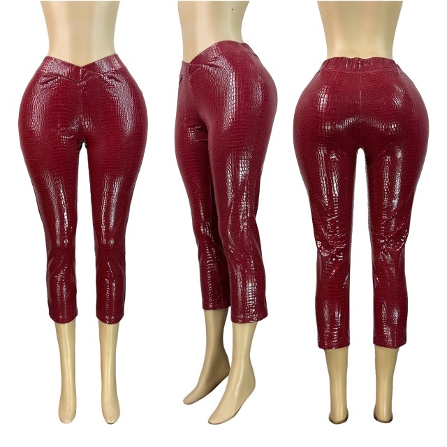 Elastic PU Leather Tight Leggings