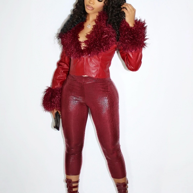 Elastic PU Leather Tight Leggings