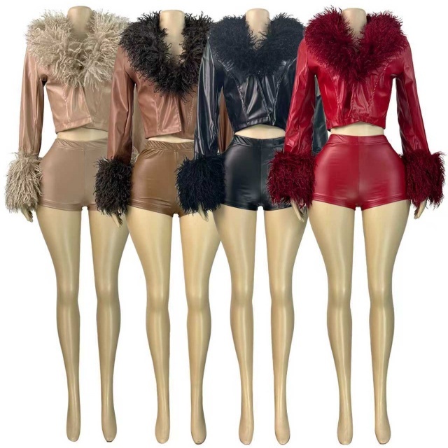 Solid Color Skinny PU Leather Leggings