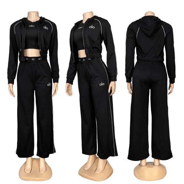 Fashion Embroidery Women 3 Piece Tracksuit Set