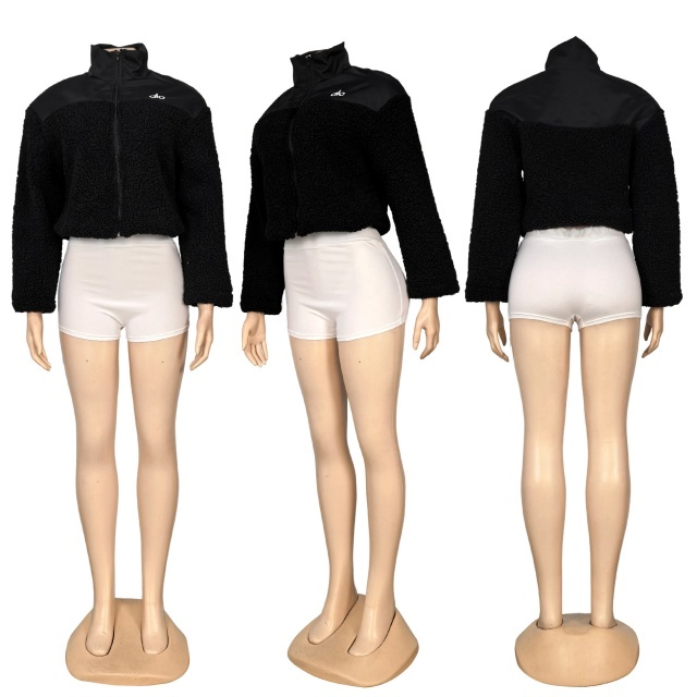 Fashion Embroidery Women Zipper Furry Coat