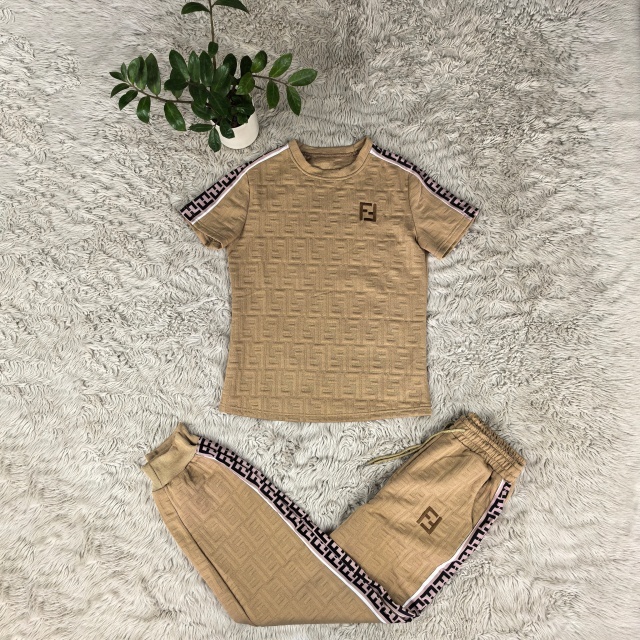 Short Sleeve Jacquard Women Tracksuit Set
