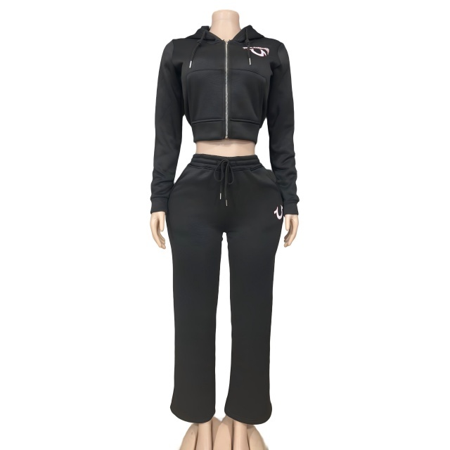 Casual Hooded Top Printed Jogging Pant Set