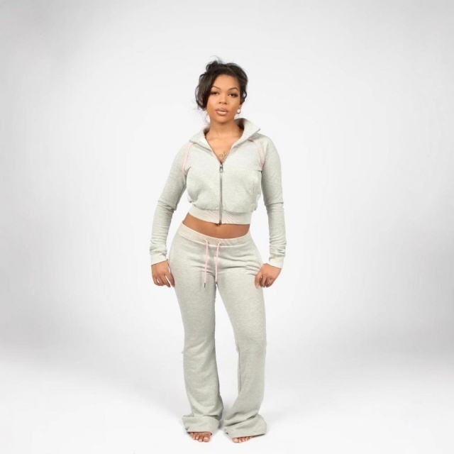 Color Block Zipper Up Jacket Top Jogging Pant Set