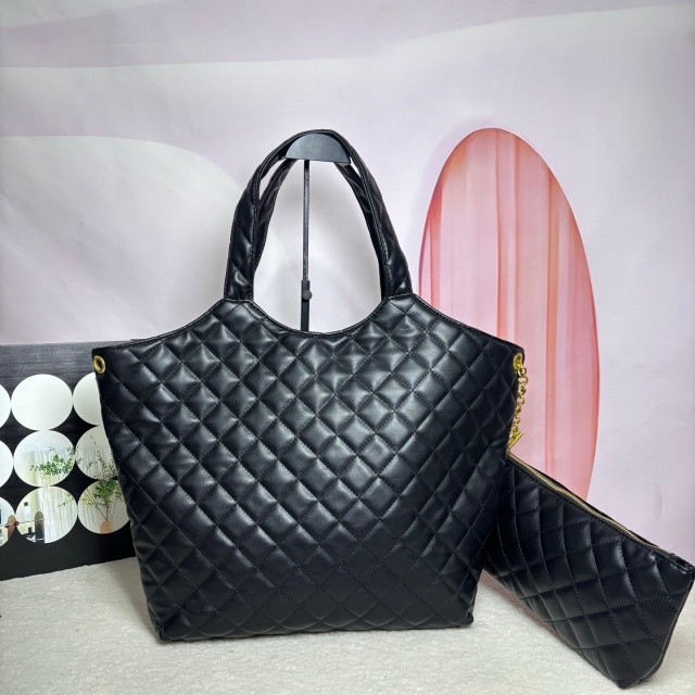 Metal Logo Leather Fashion Women Shopping Handbags