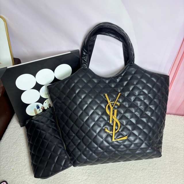 Metal Logo Leather Fashion Women Shopping Handbags