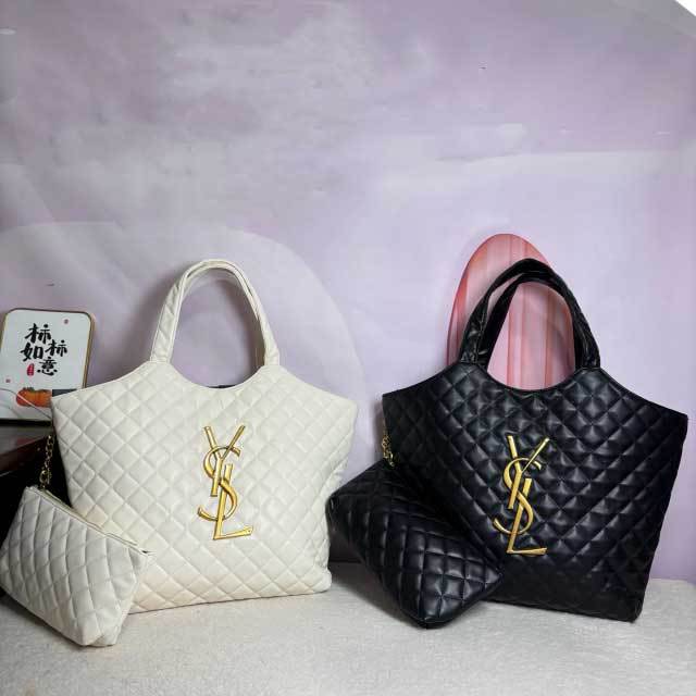 Metal Logo Leather Fashion Women Shopping Handbags