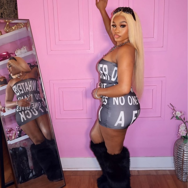 WHATEVER Printed Tube Bodycon Dress