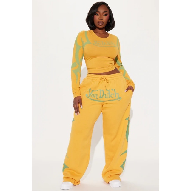 Contrast Color Printed Casual Sporty Fashion Pant Set
