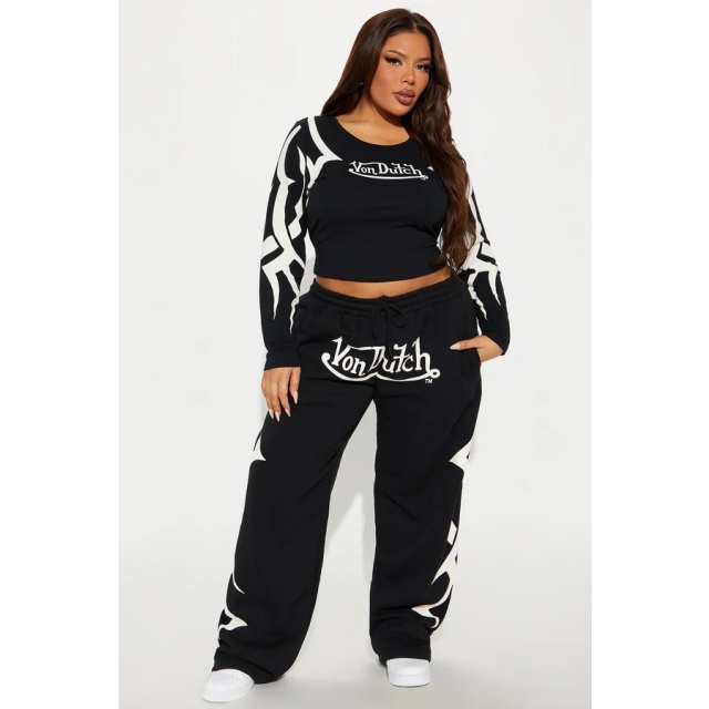Contrast Color Printed Casual Sporty Fashion Pant Set