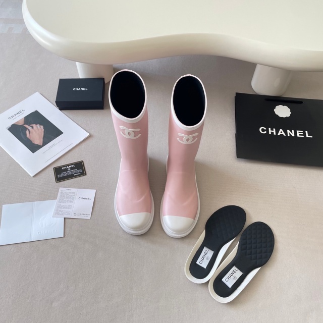 Fashion Leather Women Rain Boots