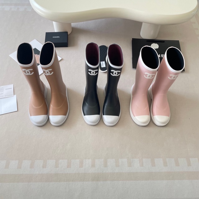 Fashion Leather Women Rain Boots