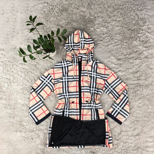 Fashion Plaid Print Women Hooded Coat
