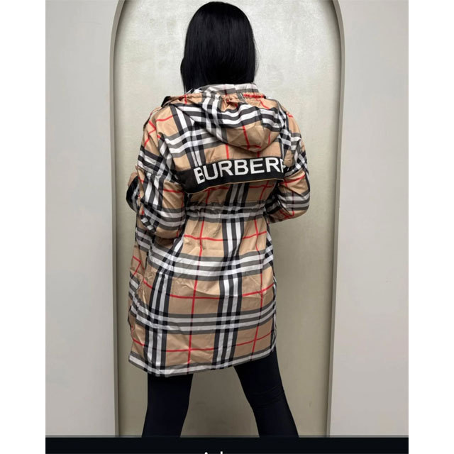 Fashion Plaid Print Women Hooded Coat