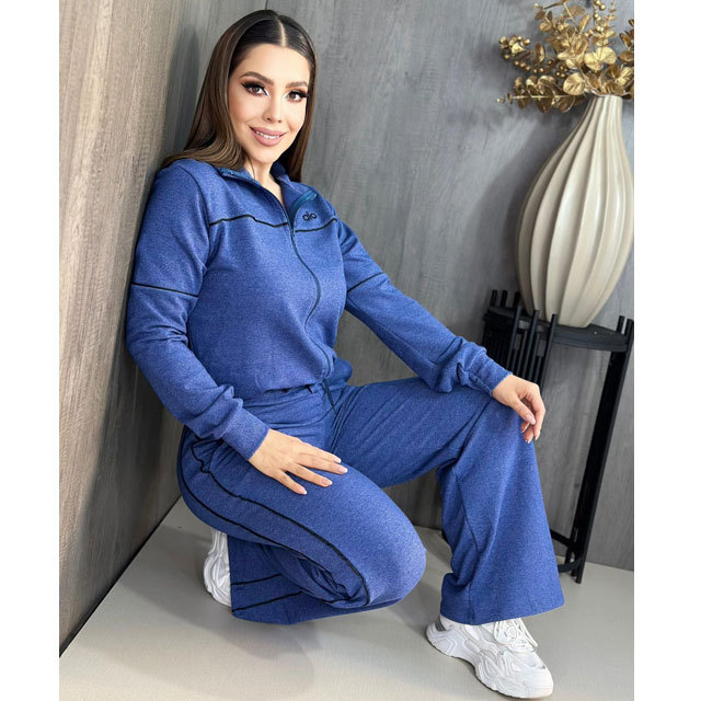 Fashion Embroidery Zipper Fall Tracksuit Set