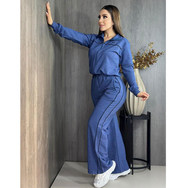 Fashion Embroidery Zipper Fall Tracksuit Set