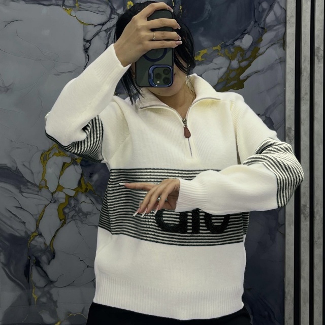 Knit Pullover Zipper Sweater Top
