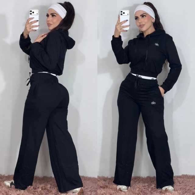 Fashion Embroidery Hooded Fall Tracksuit Set