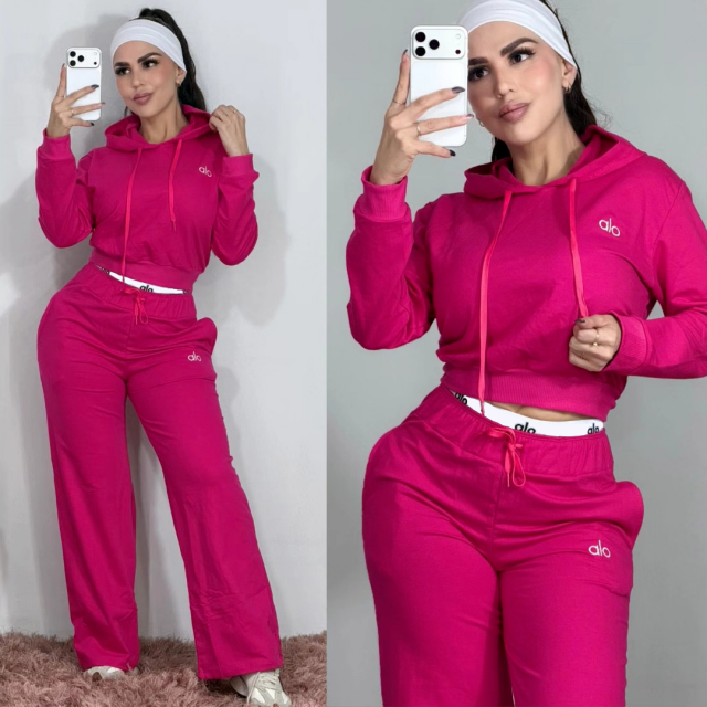 Fashion Embroidery Hooded Fall Tracksuit Set