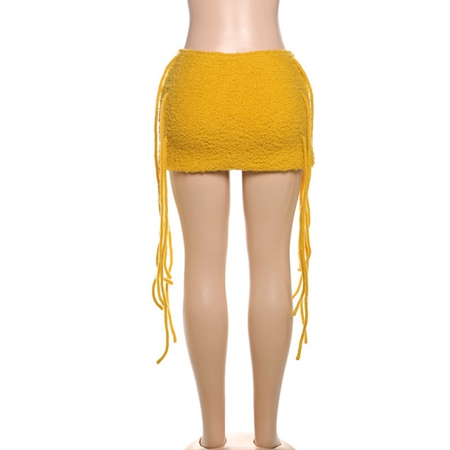 Tassel Fuzzy Mini Tight Skirt