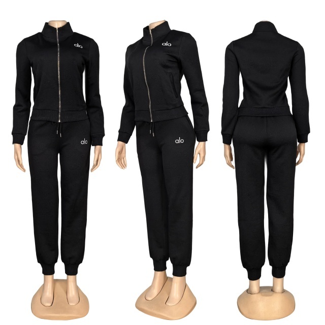 Fashion Embossing Women Zipper Tracksuit Set