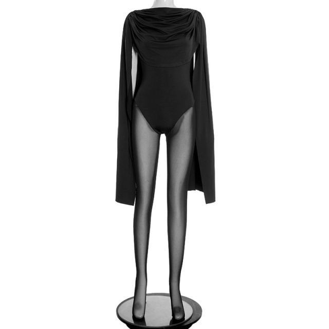 Ruched Design Sheer Mesh Tight Jumpsuit