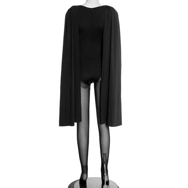 Ruched Design Sheer Mesh Tight Jumpsuit