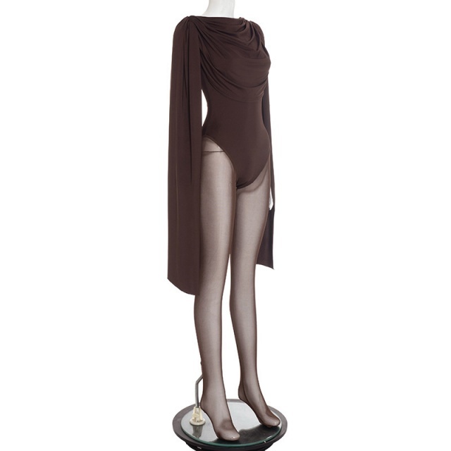 Ruched Design Sheer Mesh Tight Jumpsuit