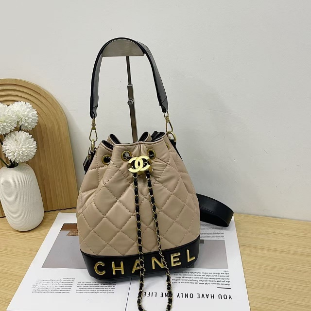Metal Logo Leather Fashion Crossbody Bucket Bags