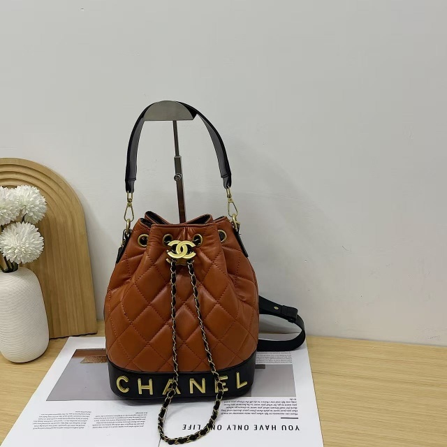 Metal Logo Leather Fashion Crossbody Bucket Bags