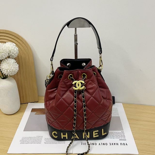 Metal Logo Leather Fashion Crossbody Bucket Bags