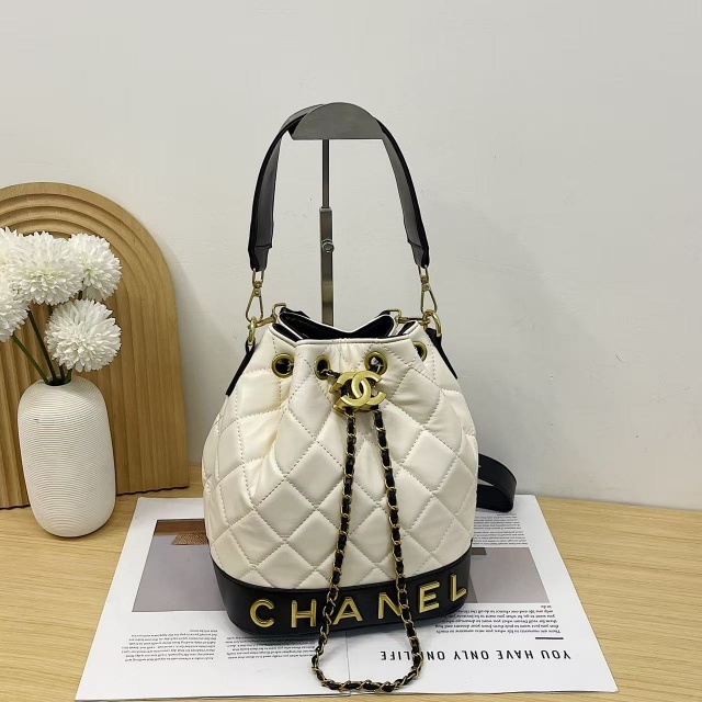 Metal Logo Leather Fashion Crossbody Bucket Bags