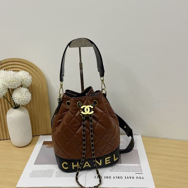 Metal Logo Leather Fashion Crossbody Bucket Bags