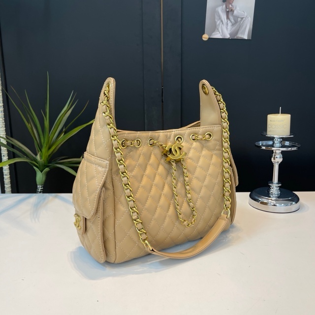 Metal Logo Chained Leather Handbags