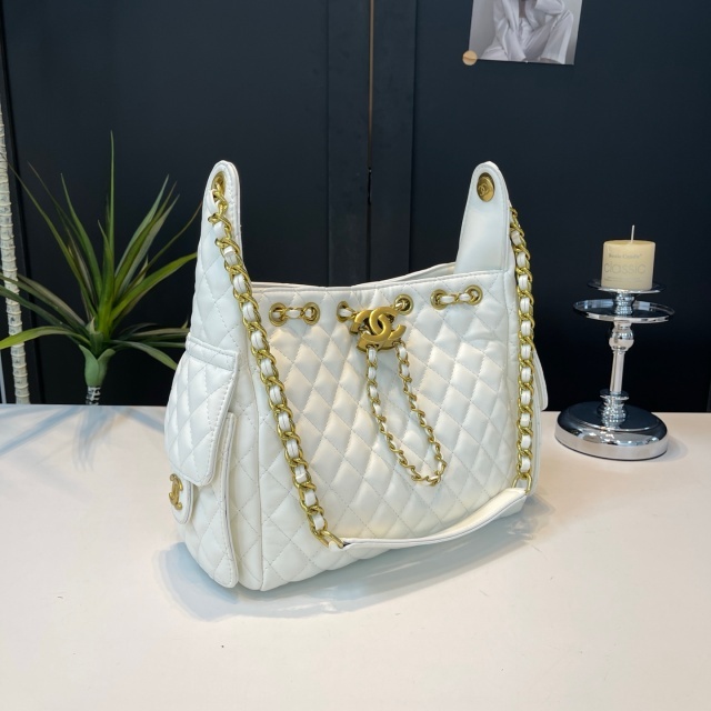 Metal Logo Chained Leather Handbags