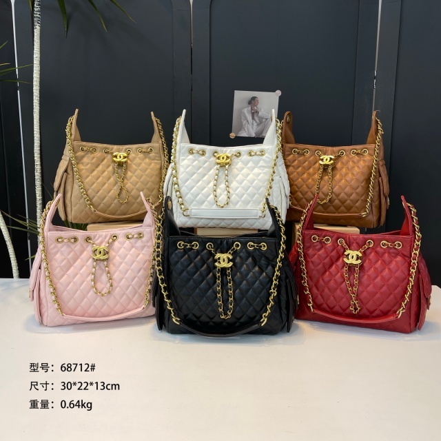 Metal Logo Chained Leather Handbags