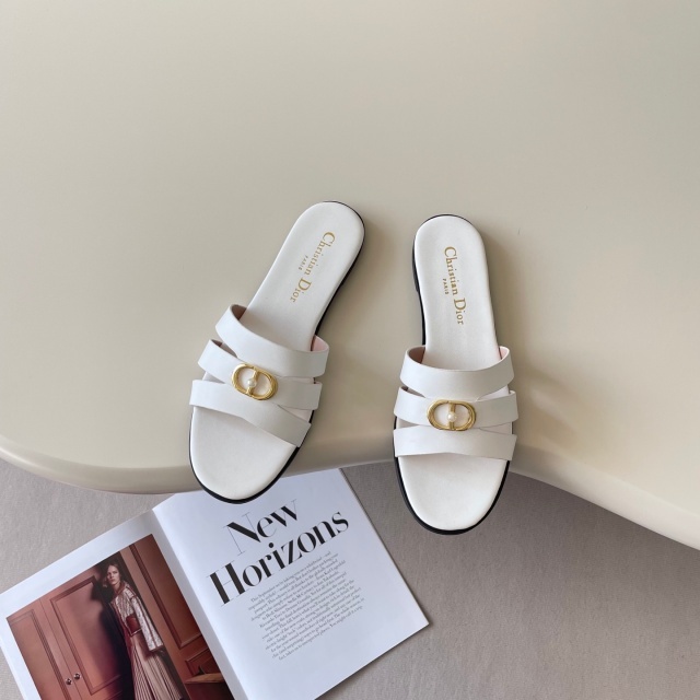 Metal Logo Hollow Out Sexy Flat Slides