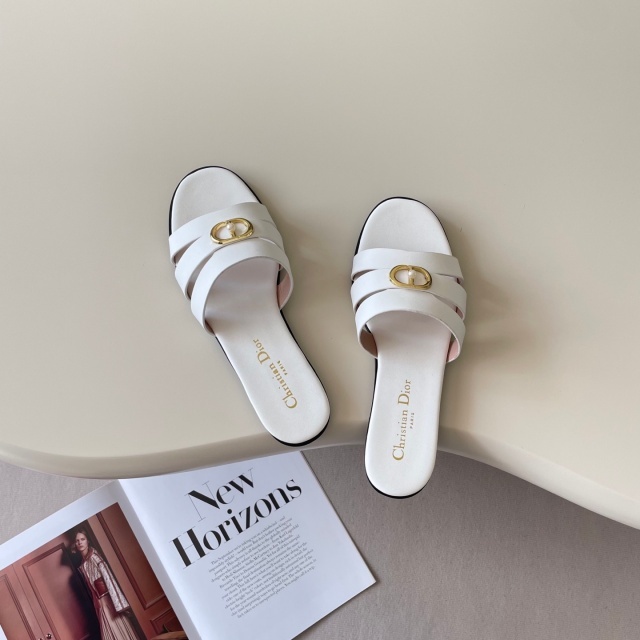 Metal Logo Hollow Out Sexy Flat Slides