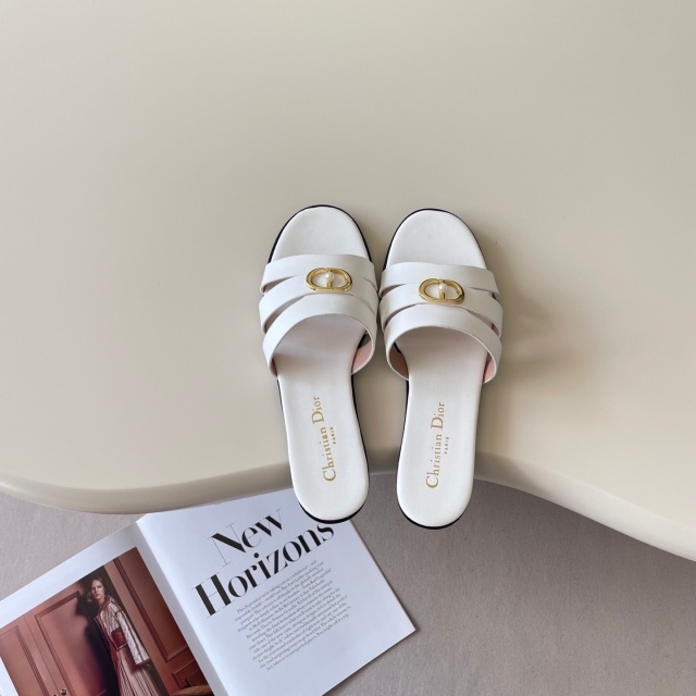 Metal Logo Hollow Out Sexy Flat Slides