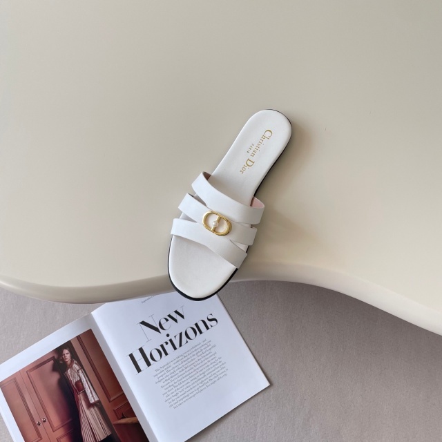 Metal Logo Hollow Out Sexy Flat Slides