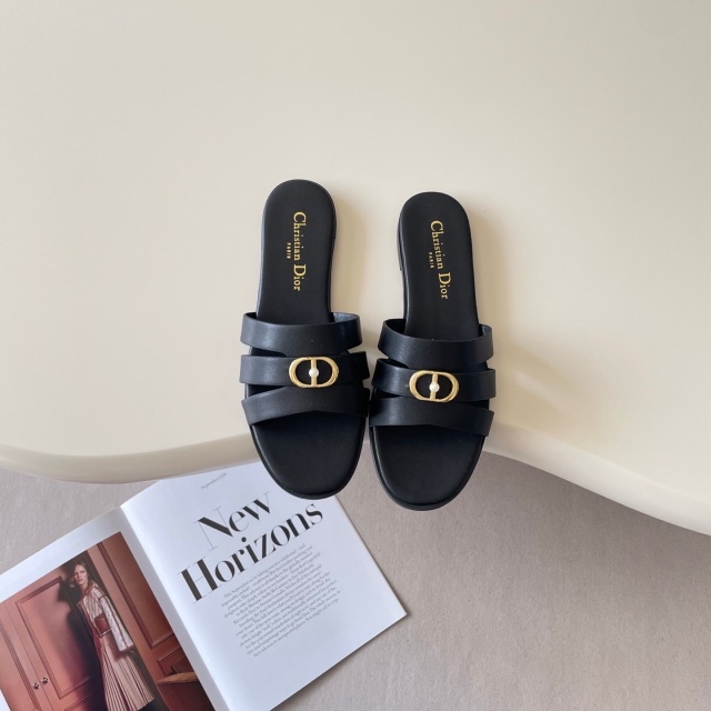 Metal Logo Hollow Out Sexy Flat Slides