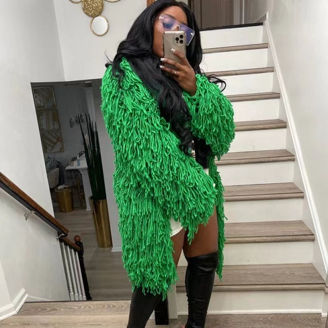 Knitted Crocheted Tassel Cardigan
